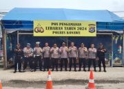 Tim Wasops Itwasda Polda Sulawesi Tenggara Tinjau Pos Pengamanan Ops Ketupat Anoa Tahun 2024 di Simpang 4 Tugu Adipura, Kecamatan Unaaha, Kabupaten Konawe
