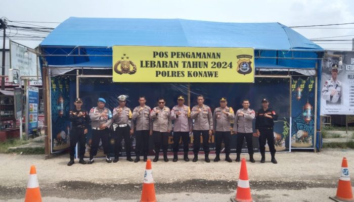 Tim Wasops Itwasda Polda Sulawesi Tenggara Tinjau Pos Pengamanan Ops Ketupat Anoa Tahun 2024 di Simpang 4 Tugu Adipura, Kecamatan Unaaha, Kabupaten Konawe