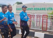 Kapolres Bersama Ketua Bhayangkari Cabang Konawe Utara Pimpin Olahraga Bersama Serta Bagikan Doorprize