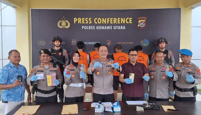 Kapolres Konut AKBP Priyo Utomo Pimpin Press Conference Pengungkapan Kasus Narkotika