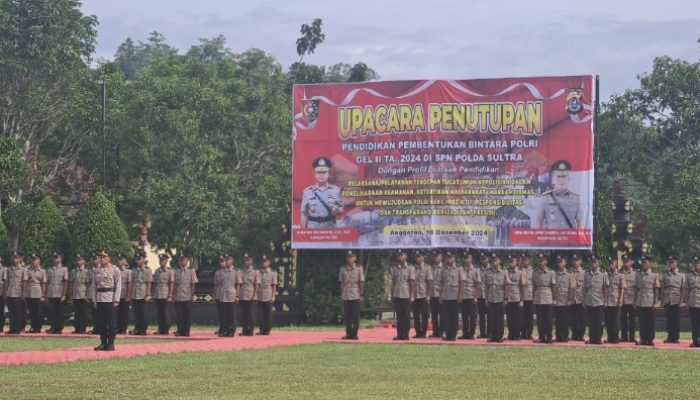 Wakapolda Sultra Pimpin Penutupan Pendidikan Bintara Polri Gelombang II Tahun 2024